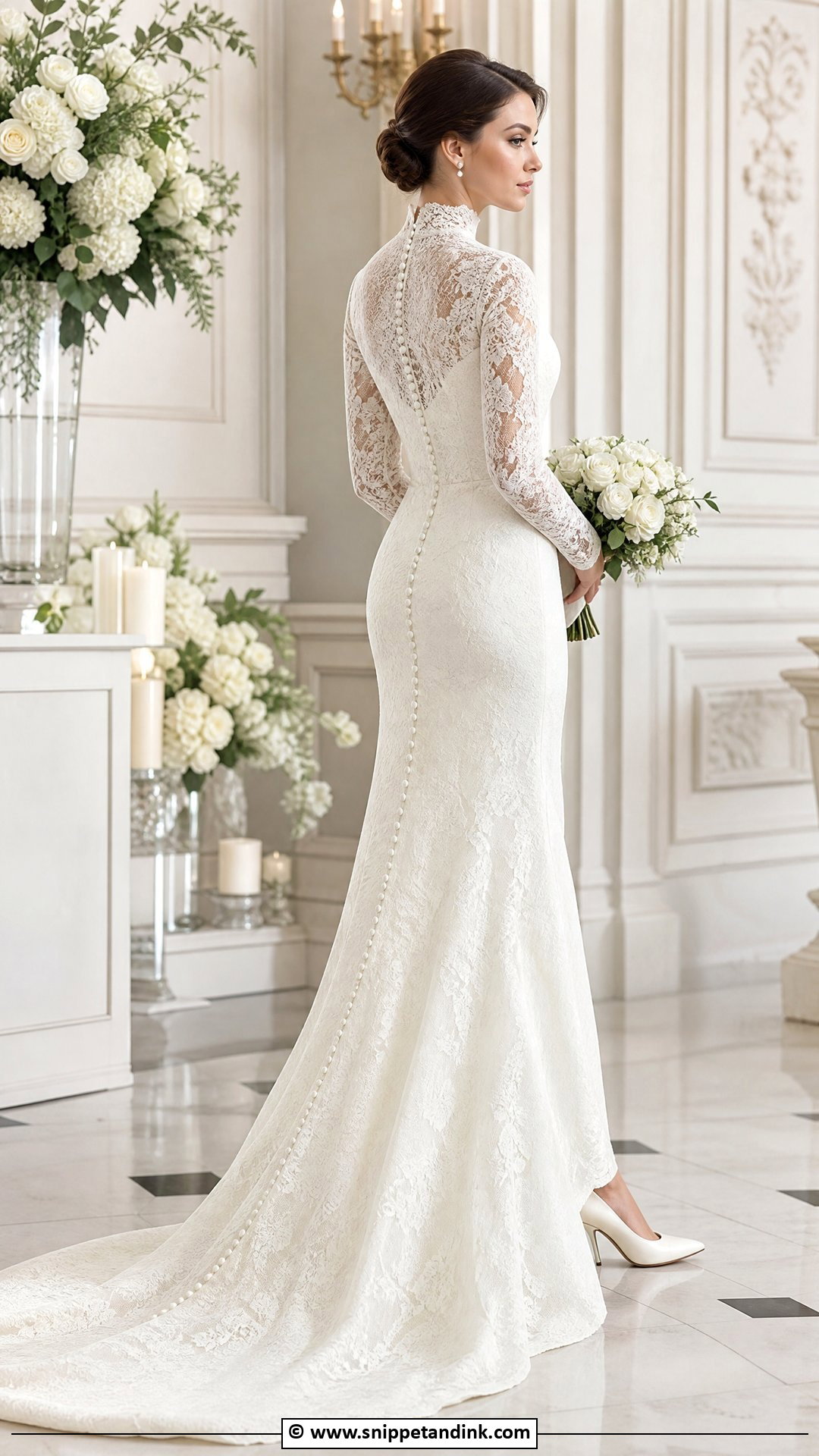 High Neck Bridal Gown With Button Back - Snippet and Ink - 35 Bridal Gown Ideas