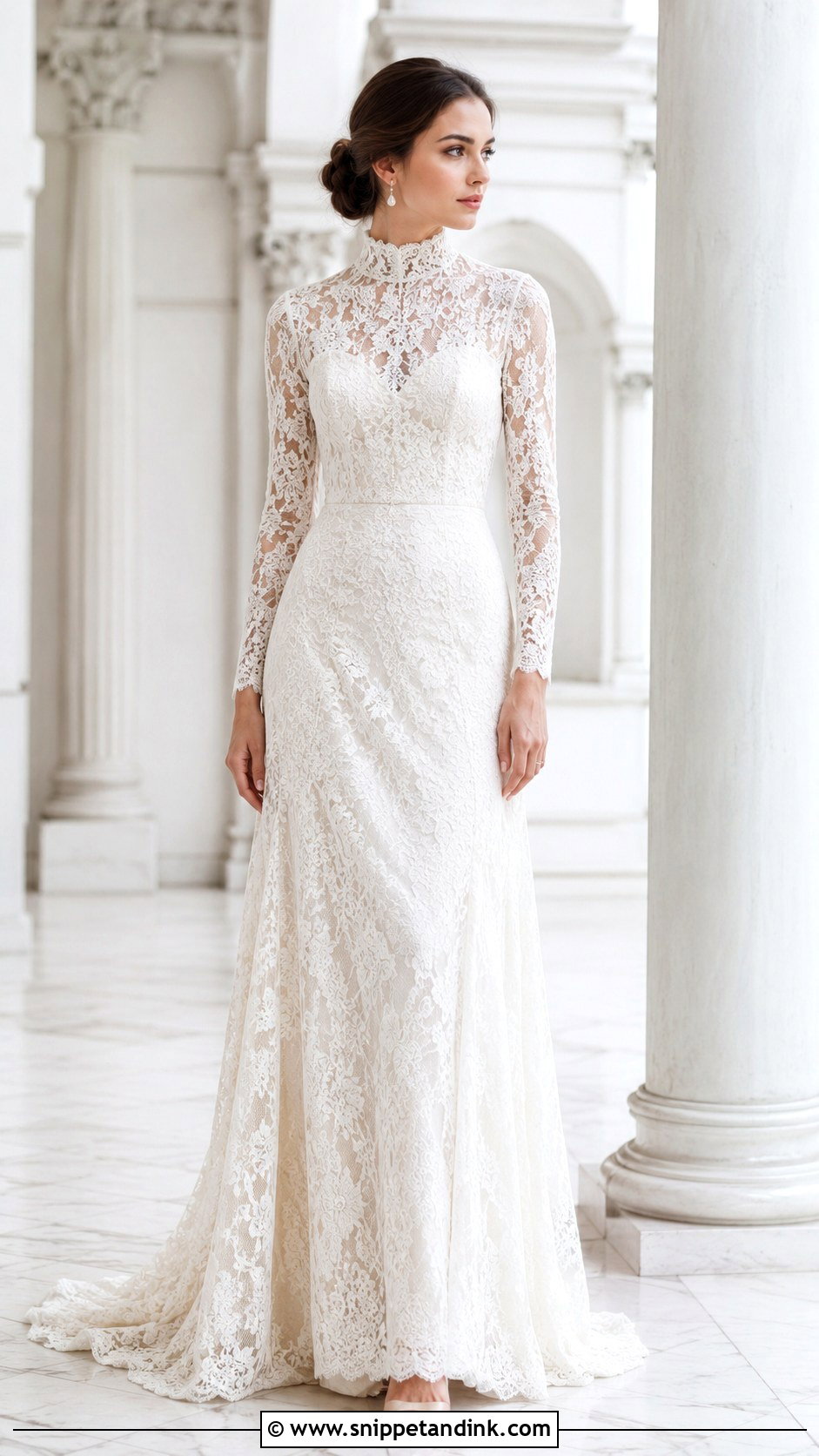High Neck Bridal Gown With Sleeves - Snippet and Ink - 25 Bridal Gowns with Sleeves