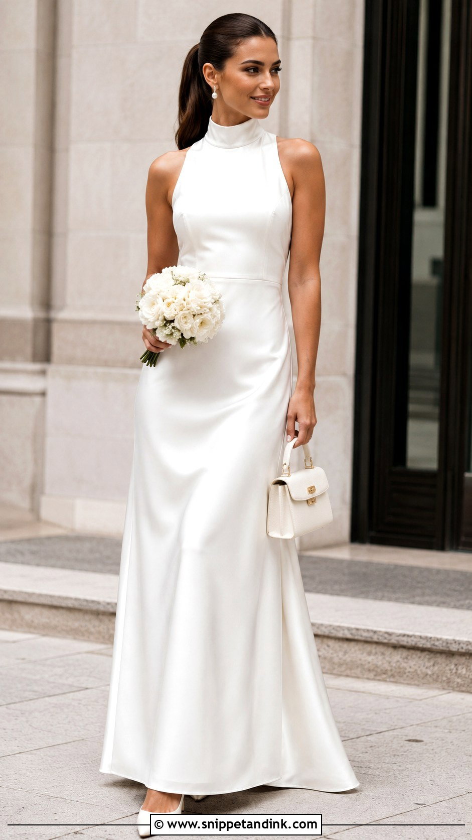 High Neck Bridal Maxi Dress - Snippet and Ink - 20 Bridal Maxi Ideas