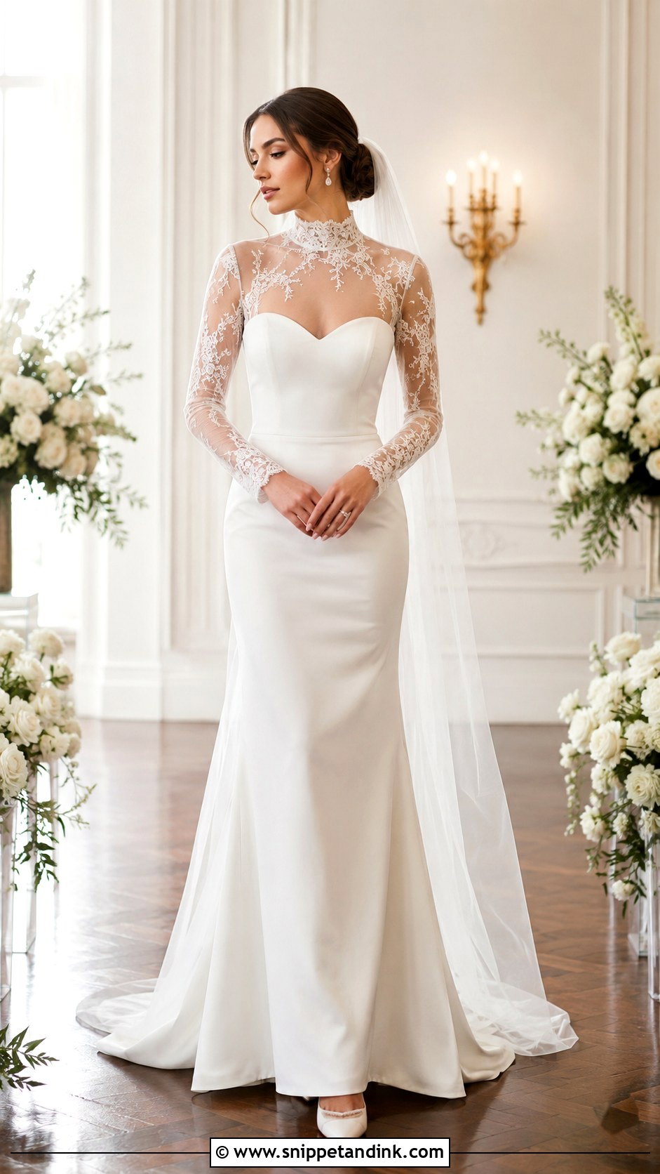 High Neck Bridal Shrug With Sweetheart Gown - Snippet and Ink - 20 Bridal Shrug Ideas