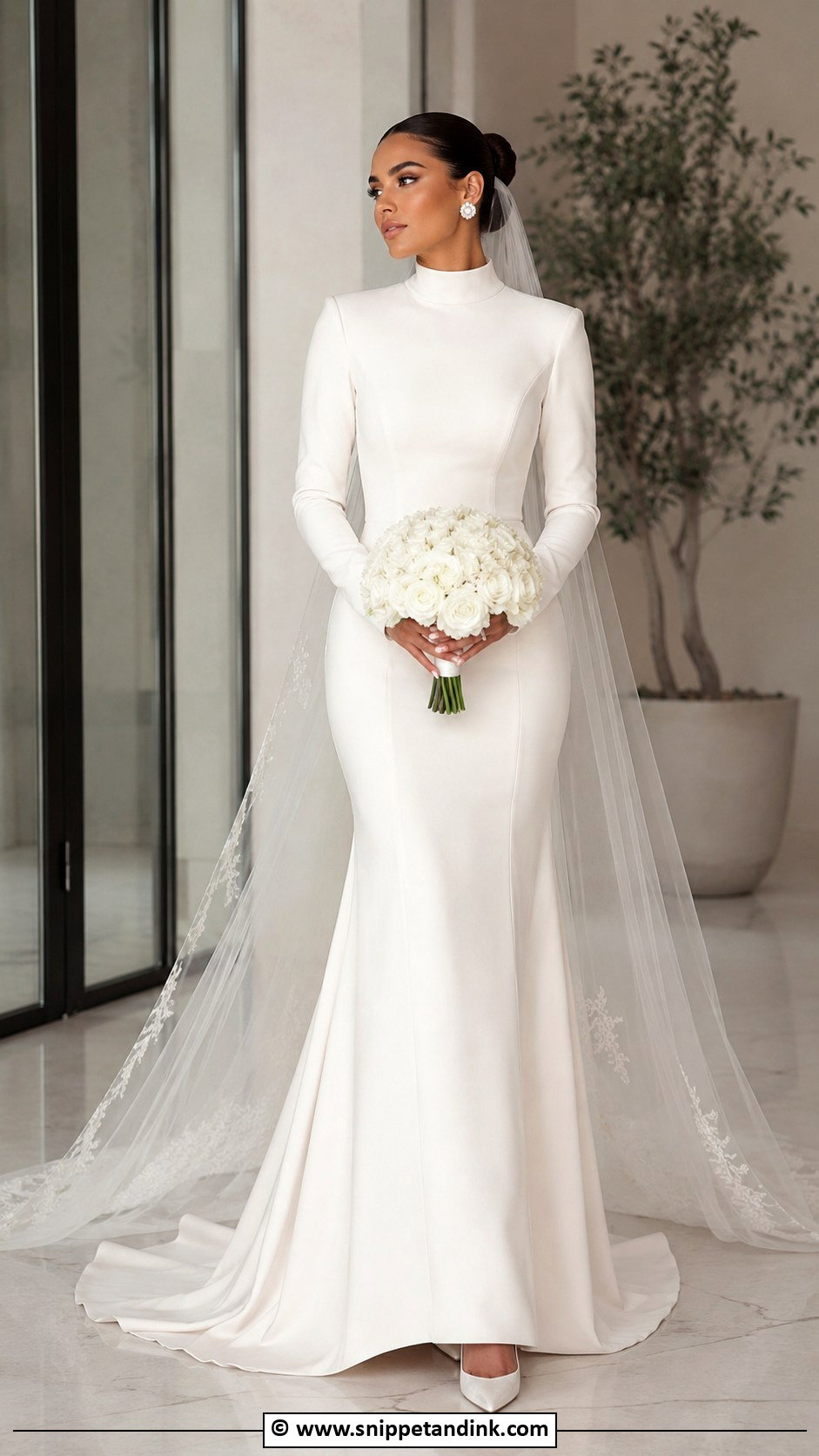 High Neck Bride Gown With Sleek Updo - Snippet and Ink - 25 Bride Gowns