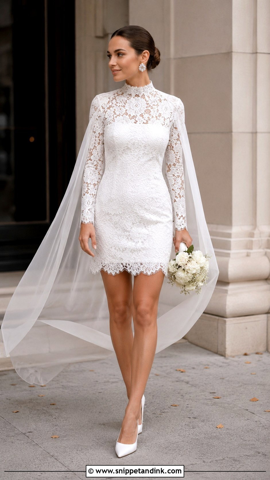 High Neck Bride Mini Dress - Snippet and Ink - 25 Bride Mini Dress Ideas