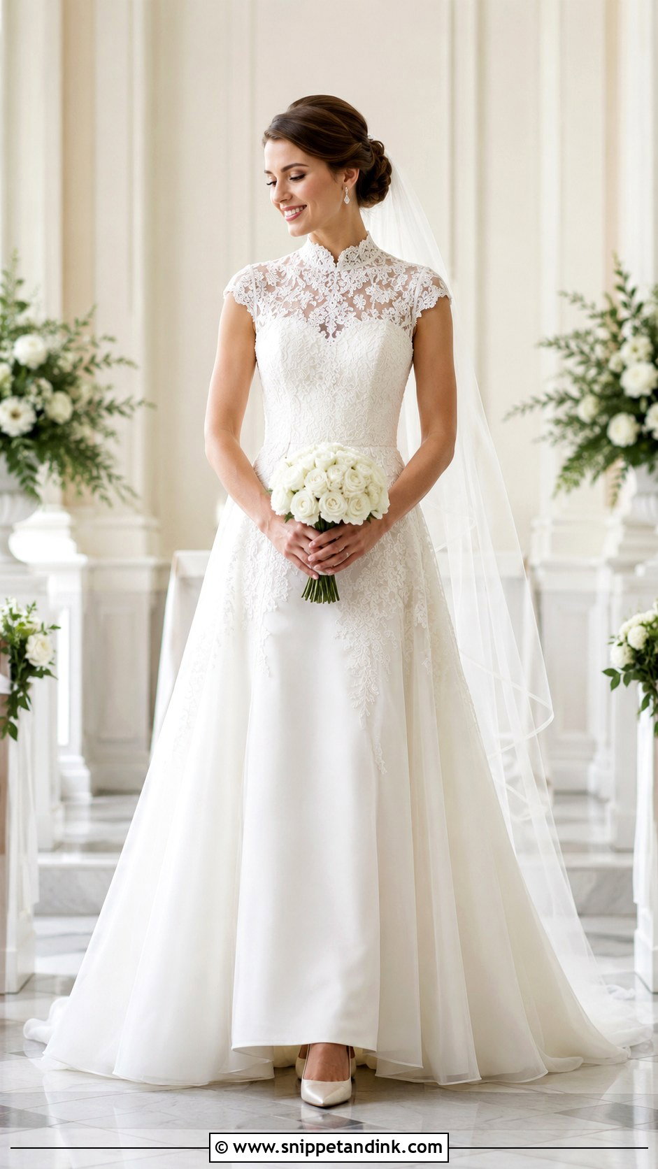 High Neck Cap Sleeve Bridal Dress - Snippet and Ink - 20 High Neck Bridal Dress Ideas