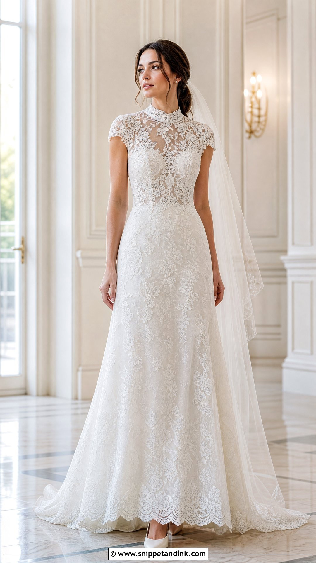 High Neck Cap Sleeve Wedding Dress - Snippet and Ink - 20 Wedding Dress Cap Sleeves