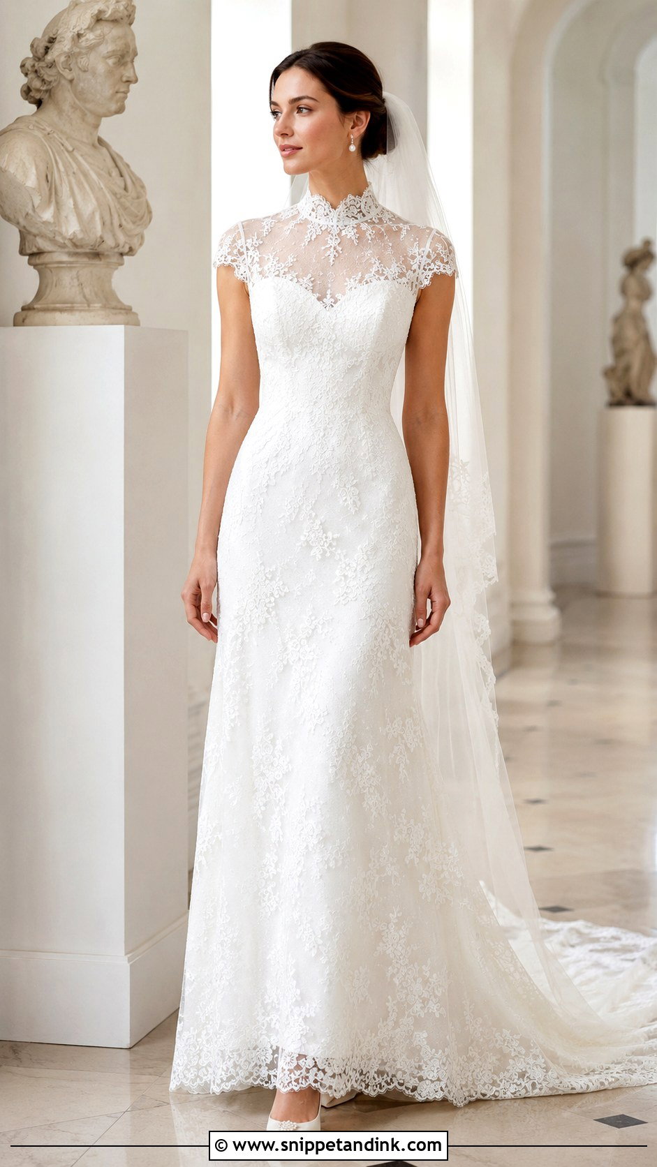High Neck Cap Sleeve Wedding Dress - Snippet and Ink - 20 Capped Sleeve Wedding Dress Ideas