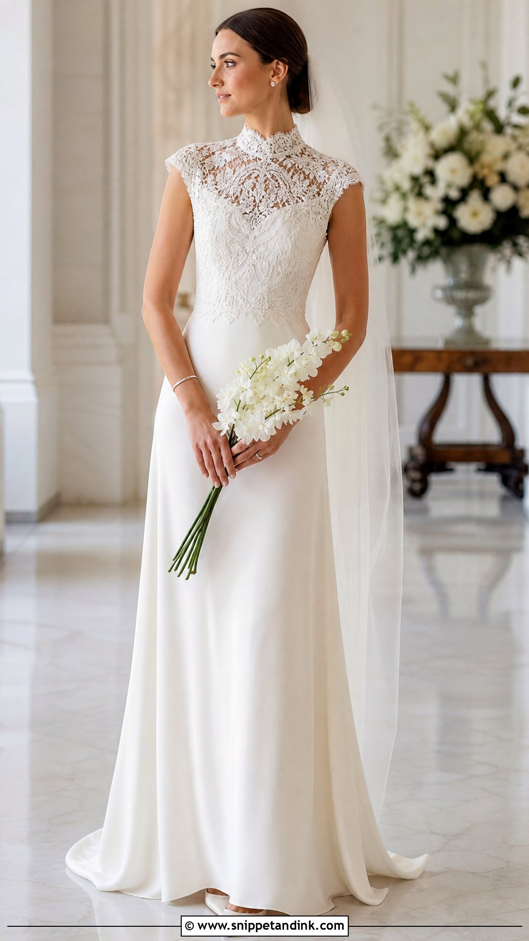 High Neck Cap Sleeve Wedding Dress - Snippet and Ink - 20 Wedding Dresses Cap Sleeves