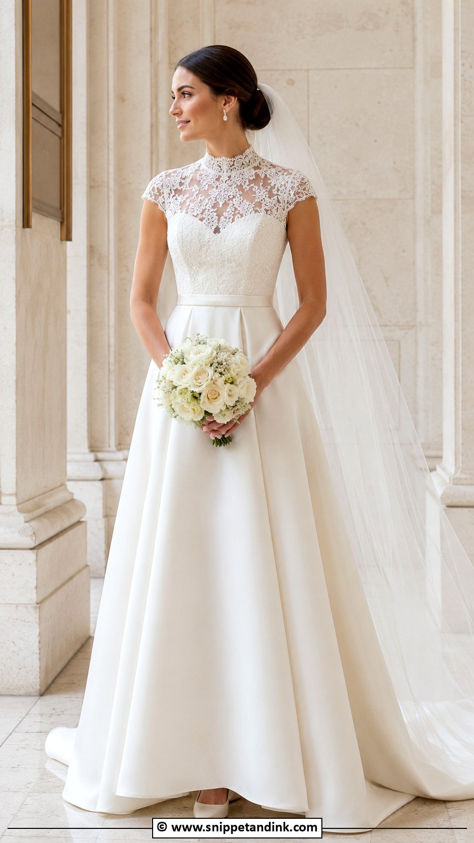 High Neck Cap Sleeve Wedding Dress - Snippet and Ink - 30 Cap Sleeve Wedding Dress Ideas