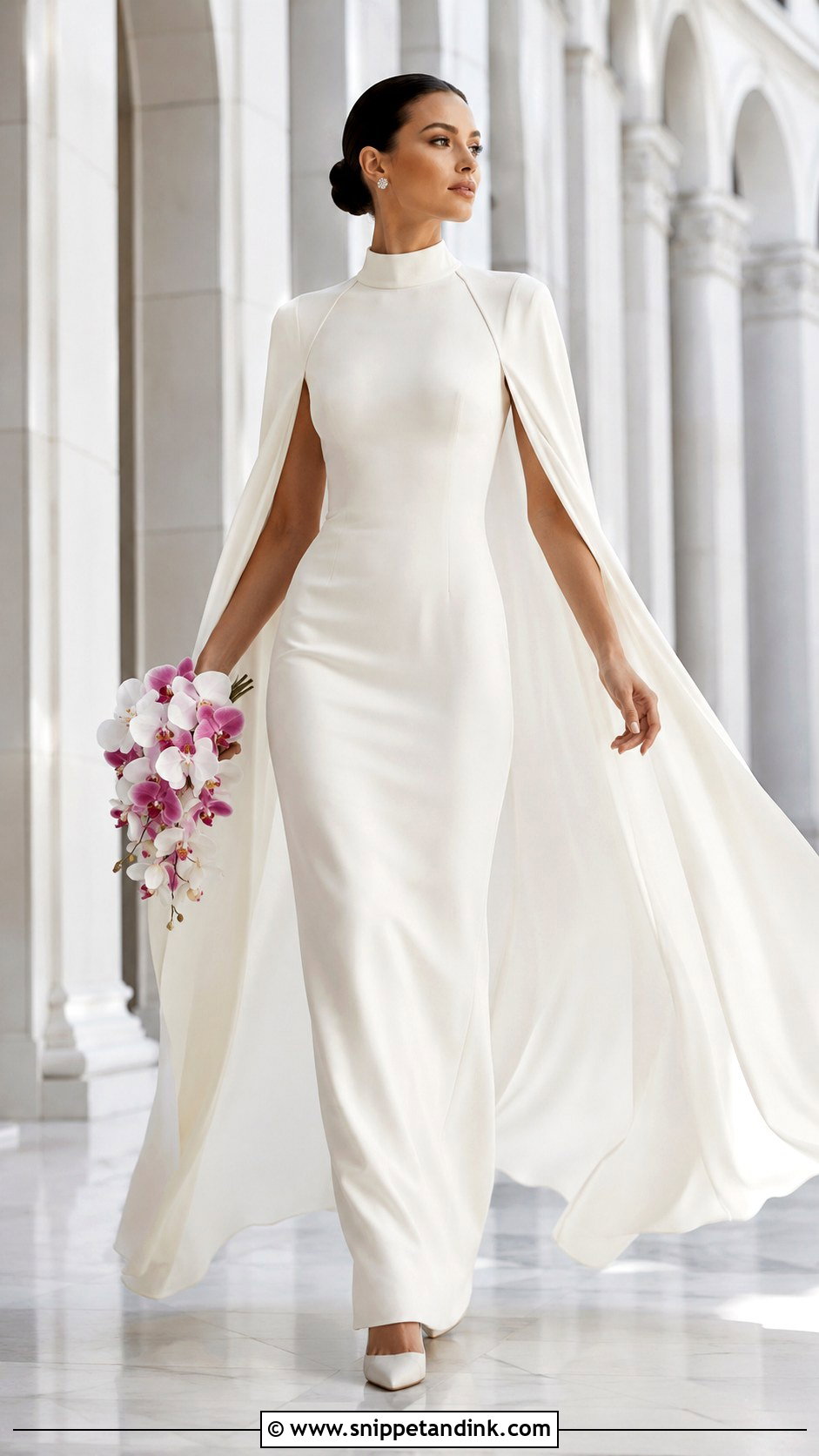High Neck Cape Sleeve Bridal Dress - Snippet and Ink - 20 High Neck Bridal Dress Ideas