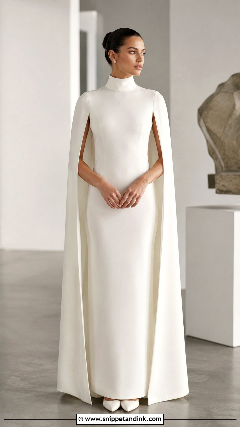 High Neck Cape Sleeve Wedding Dress - Snippet and Ink - 20 Cape Sleeve Wedding Dress Ideas