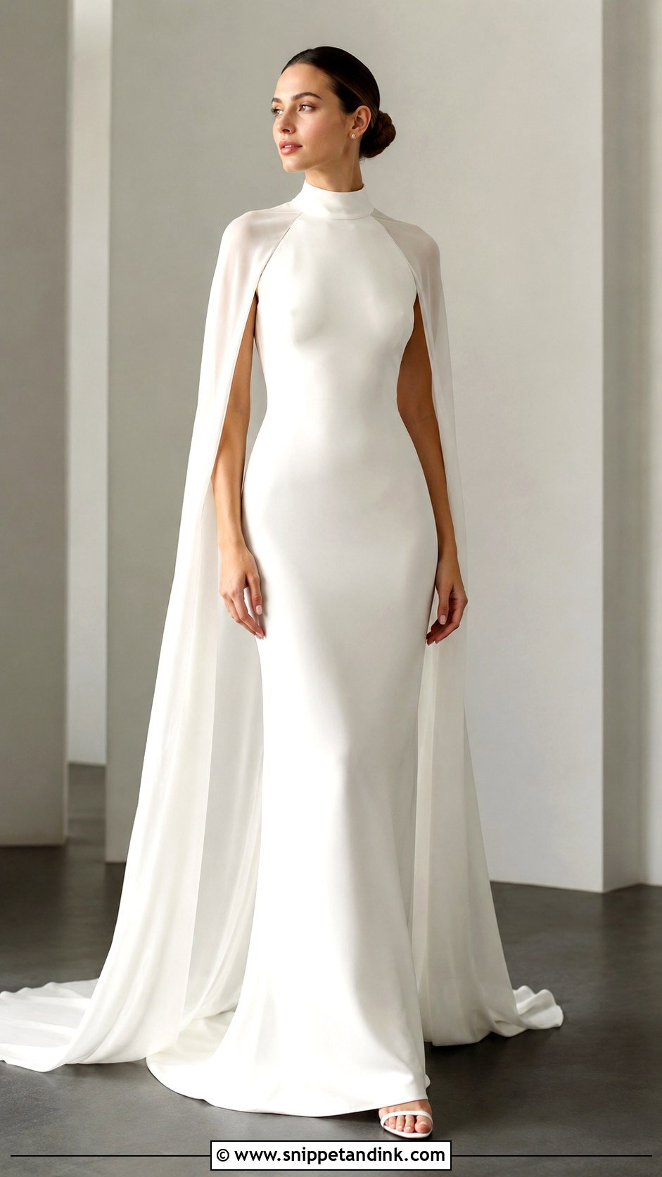 High Neck Cape Wedding Dress - Snippet and Ink - 30 Cape Wedding Dress Ideas