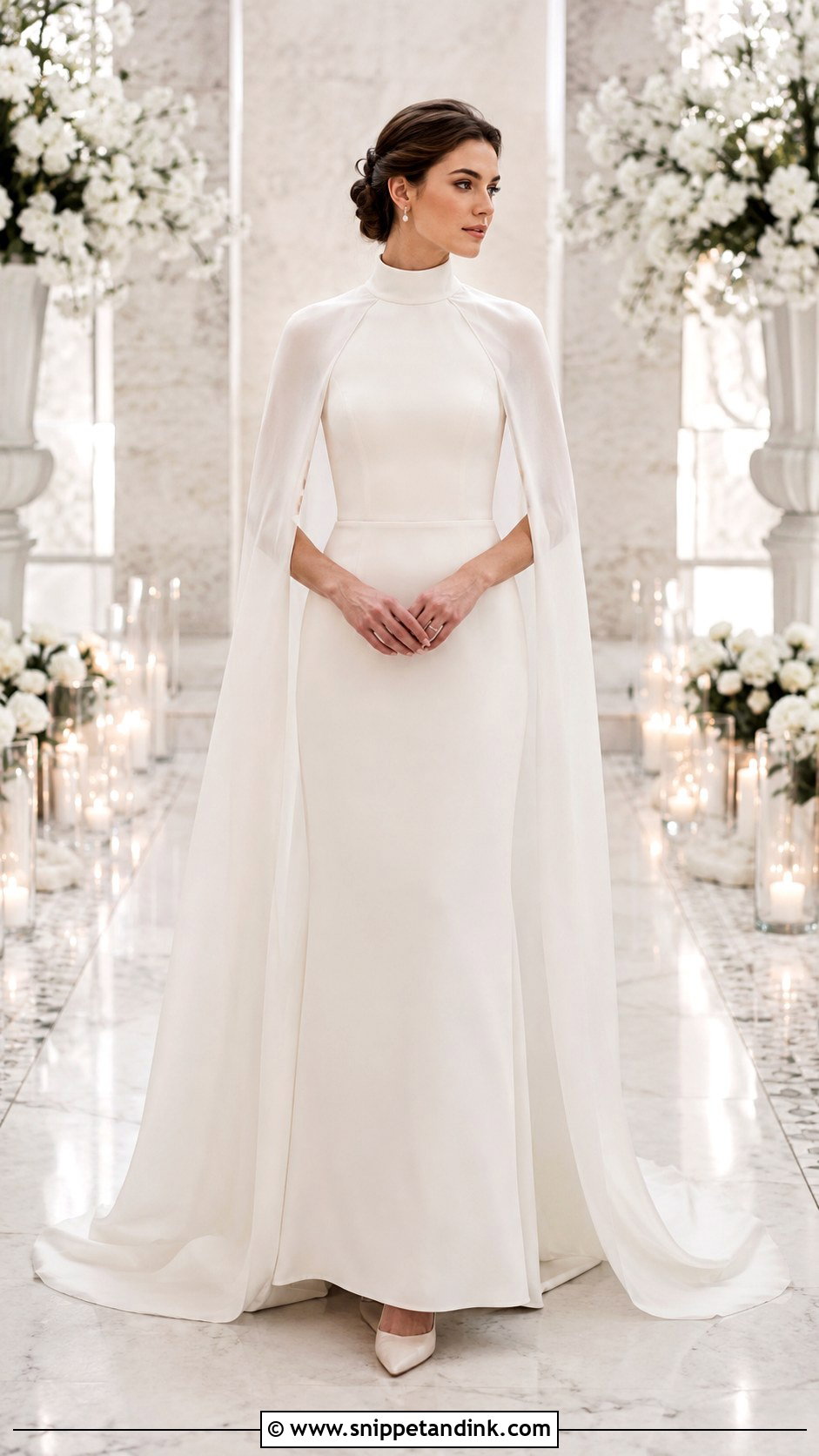 High Neck Cape Wedding Dress - Snippet and Ink - 30 Wedding Dress with Cape Ideas