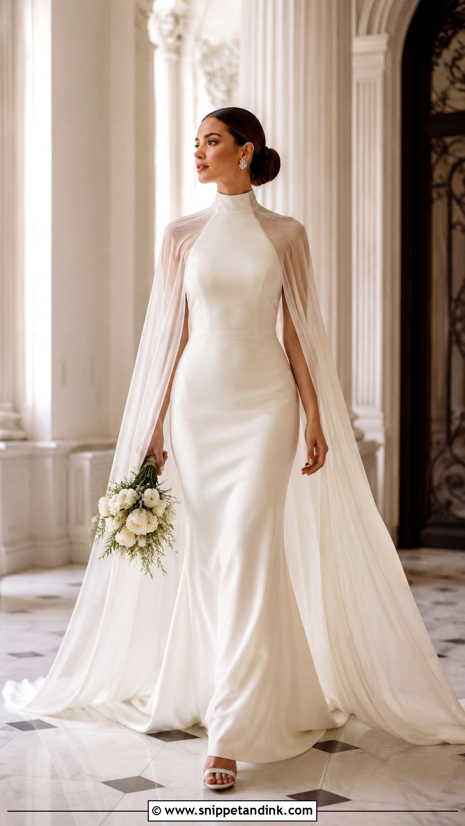 High Neck Cape Wedding Dress - Snippet and Ink - 25 High Neckline Wedding Dress Ideas