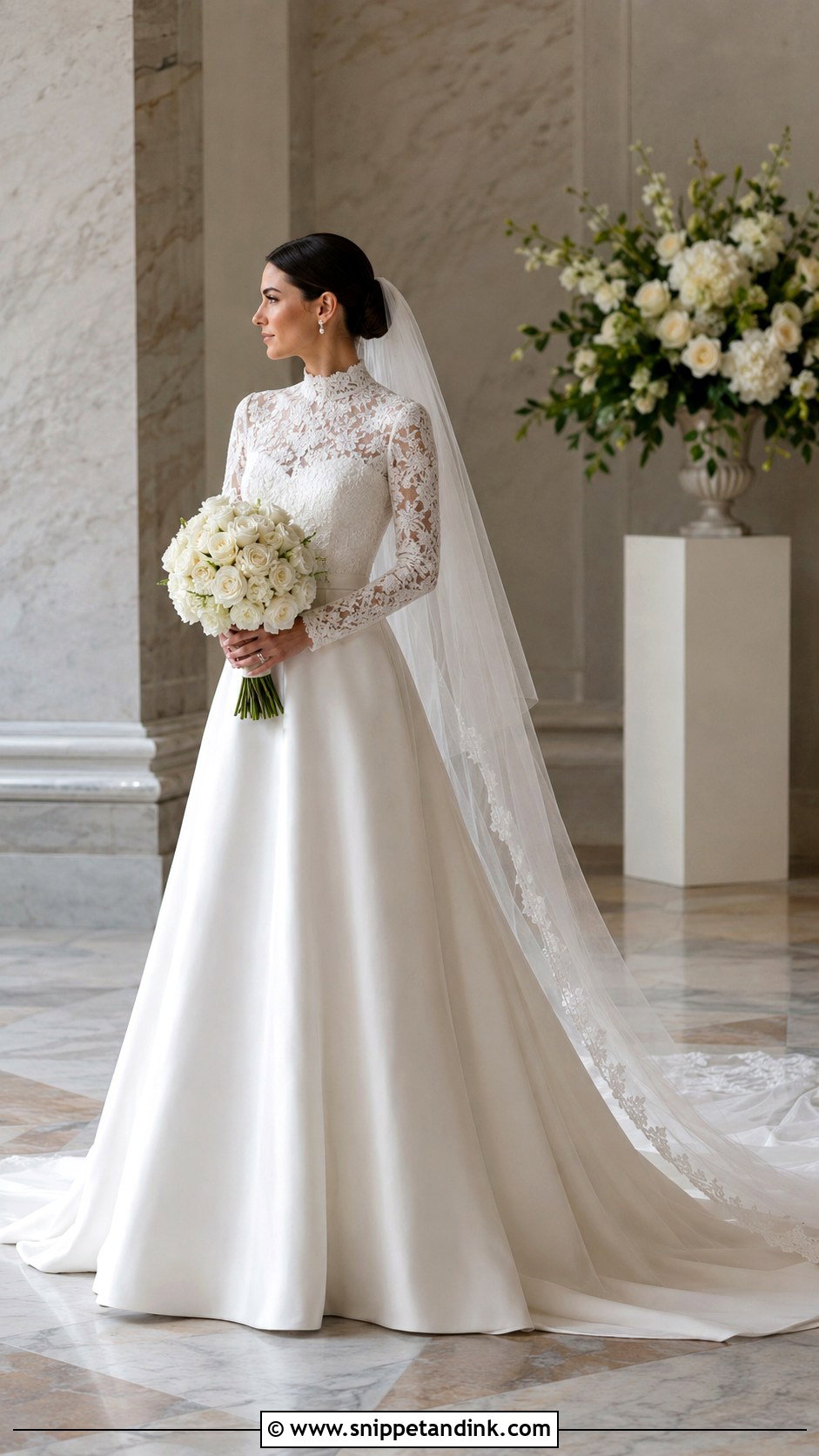 High Neck Cathedral Train Wedding Dress - Snippet and Ink - 20 Cathedral Train Wedding Dress Ideas