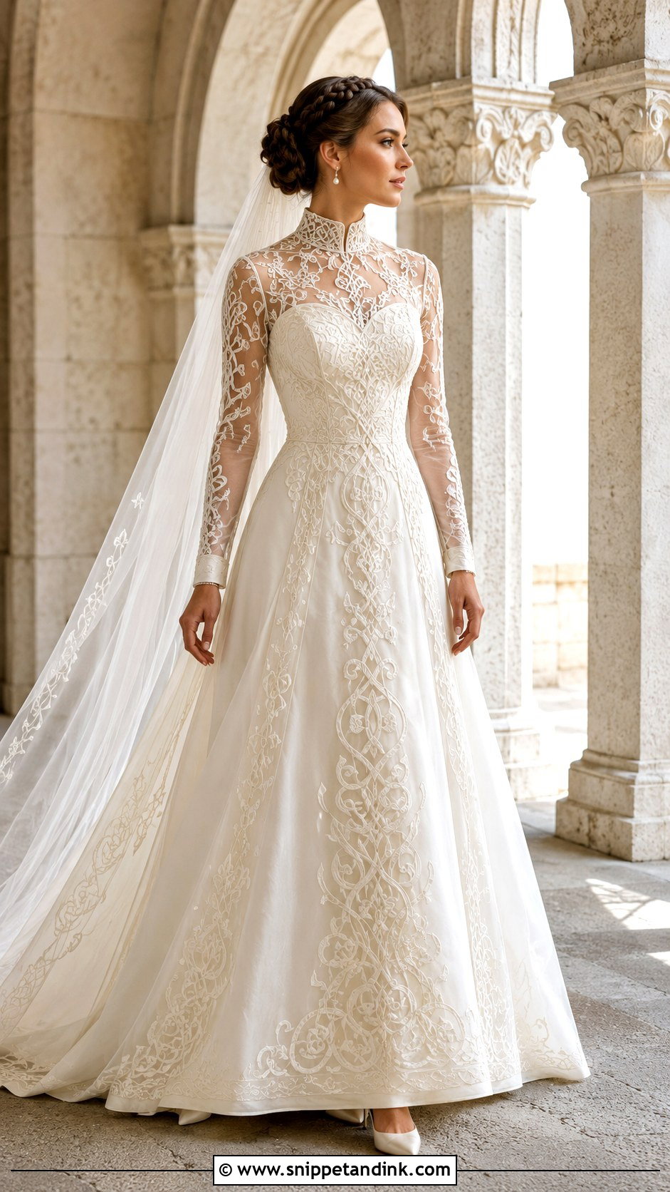 High Neck Celtic Wedding Dress - Snippet and Ink - 20 Celtic Wedding Dresses