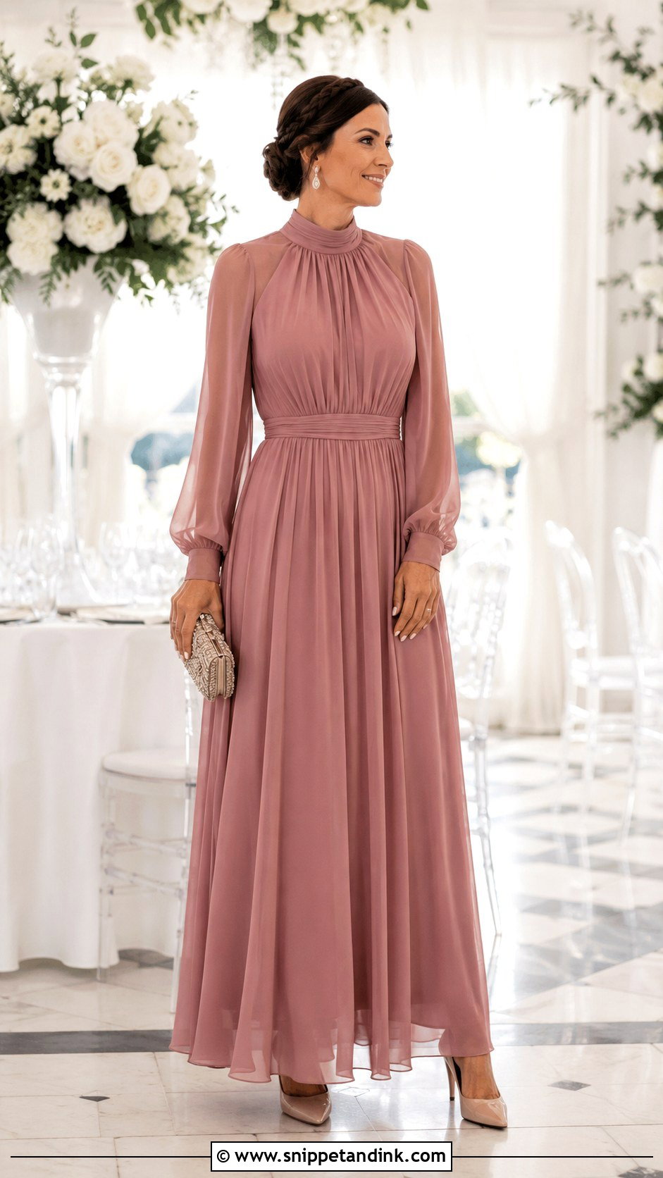 High Neck Chiffon Sister of the Bride Dress - Snippet and Ink - 20 Dress Sister of the Bride Ideas