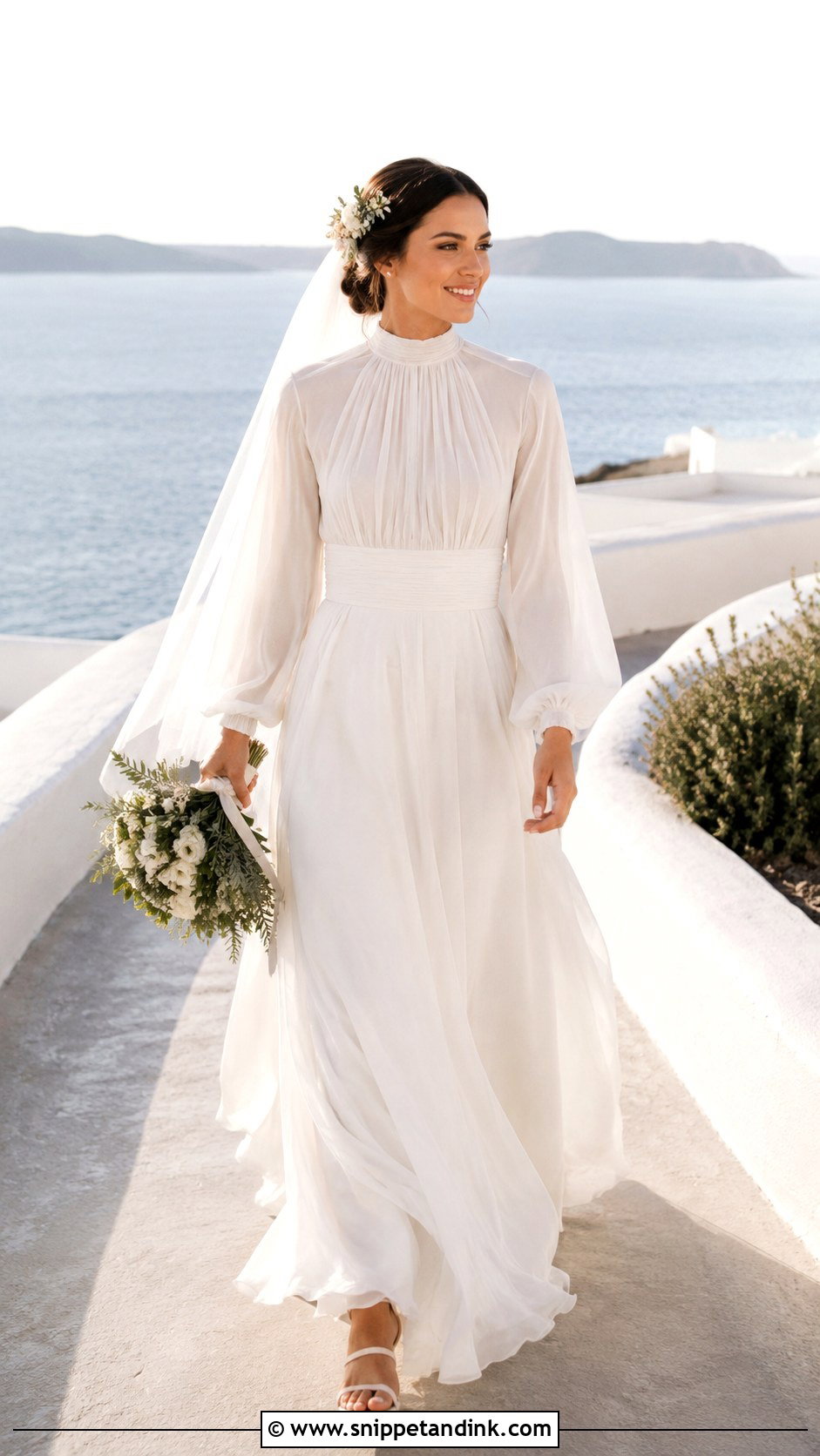 High Neck Chiffon Wedding Dress With Sleeves - Snippet and Ink - 25 High Neck Wedding Dress with Sleeves