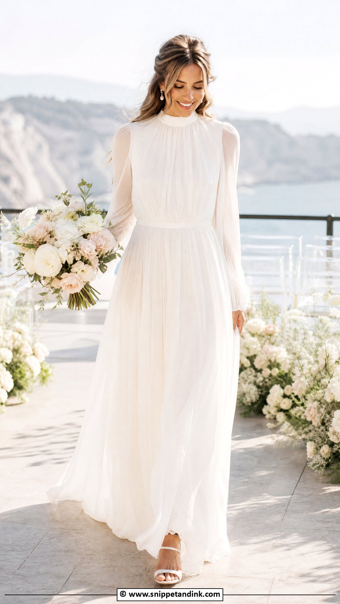 High Neck Chiffon Wedding Dress - Snippet and Ink - 35 High Neck Wedding Dress Ideas