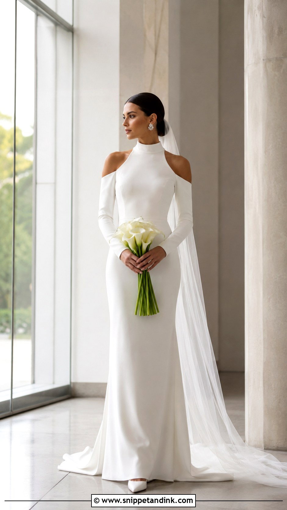 High Neck Cold Shoulder Wedding Dress - Snippet and Ink - 20 Cold Shoulder Wedding Dress Ideas
