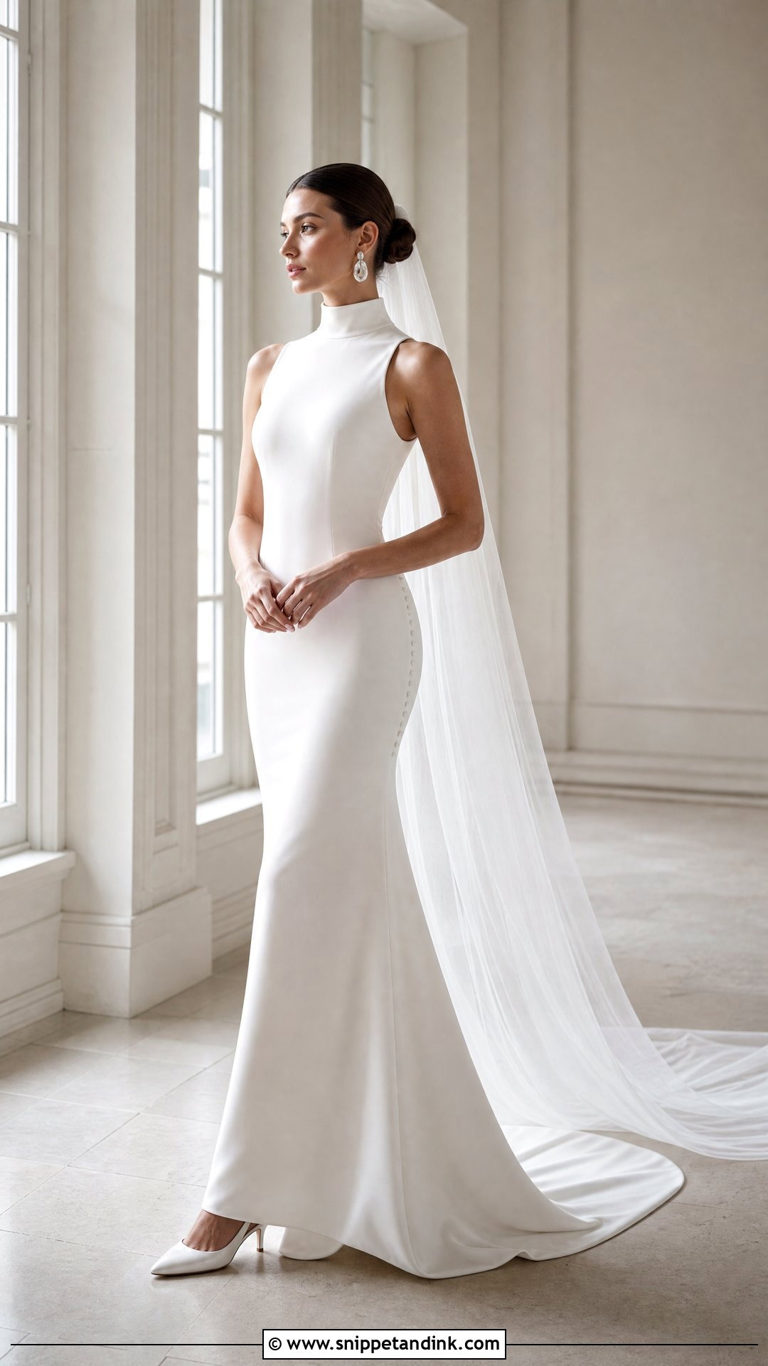 High Neck Column Wedding Dress - Snippet and Ink - 20 Elegant Wedding Dress Inspo Ideas