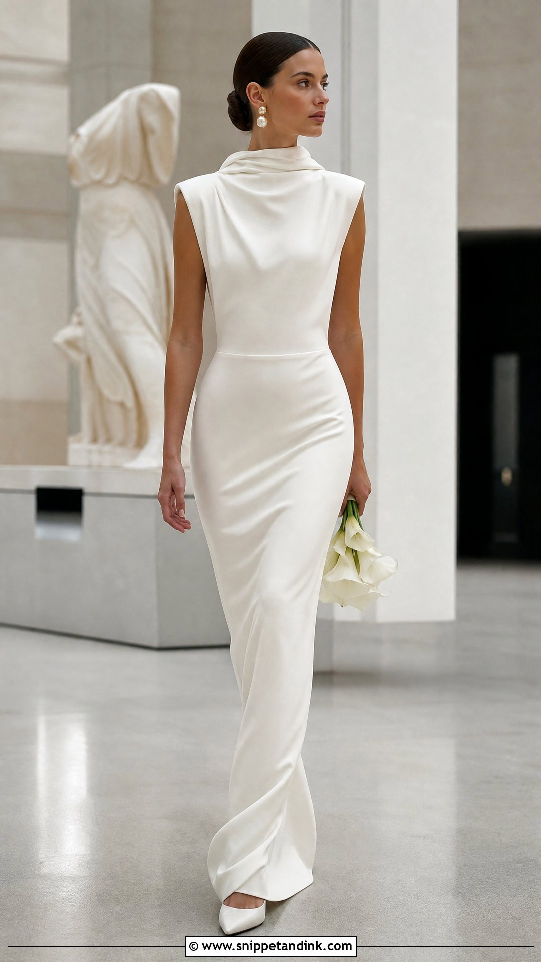 High Neck Column Wedding Dress - Snippet and Ink - 20 Sculptural Wedding Dress Ideas
