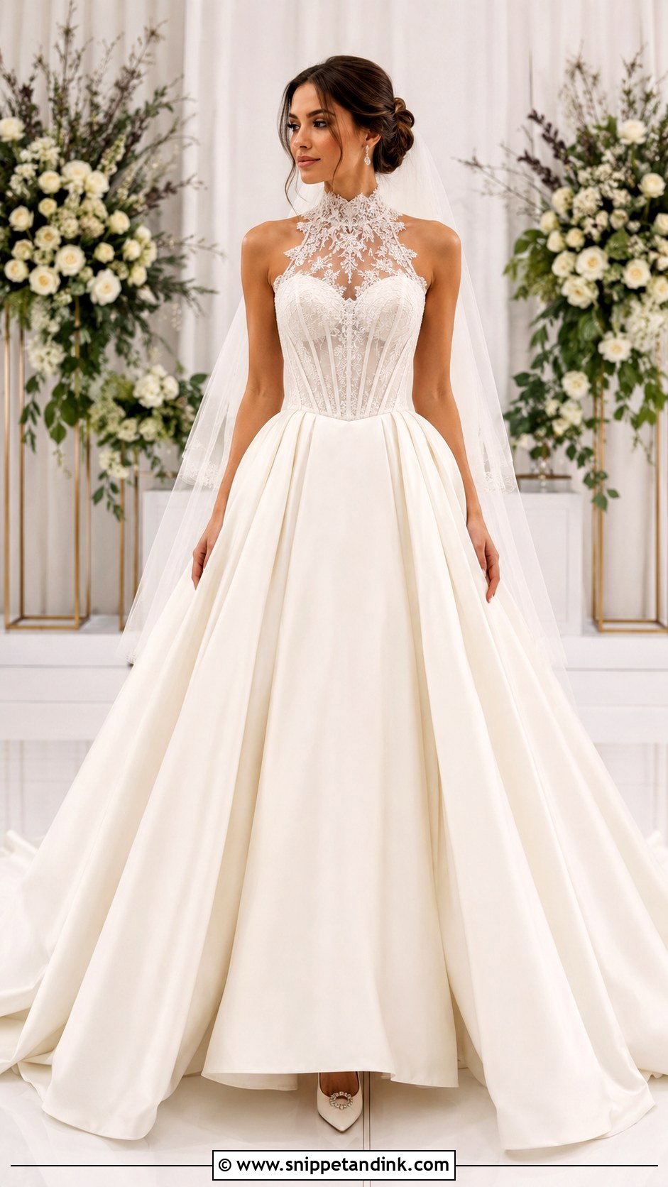 High Neck Corset Wedding Dress Ballgown - Snippet and Ink - 25 Corset Wedding Dress Ballgown Ideas