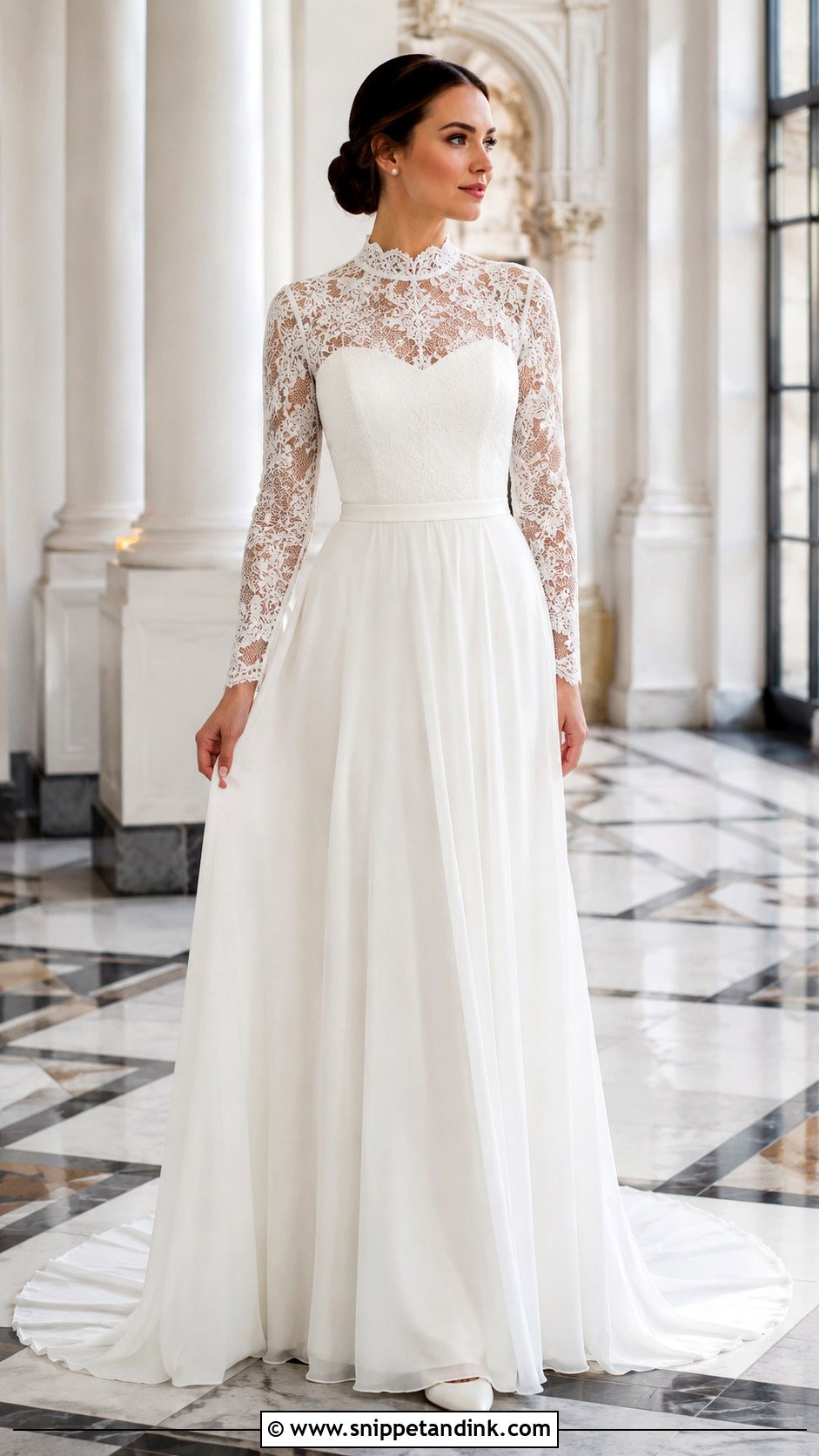 High Neck Court Train Wedding Dress - Snippet and Ink - 20 Court Train Wedding Dress Ideas