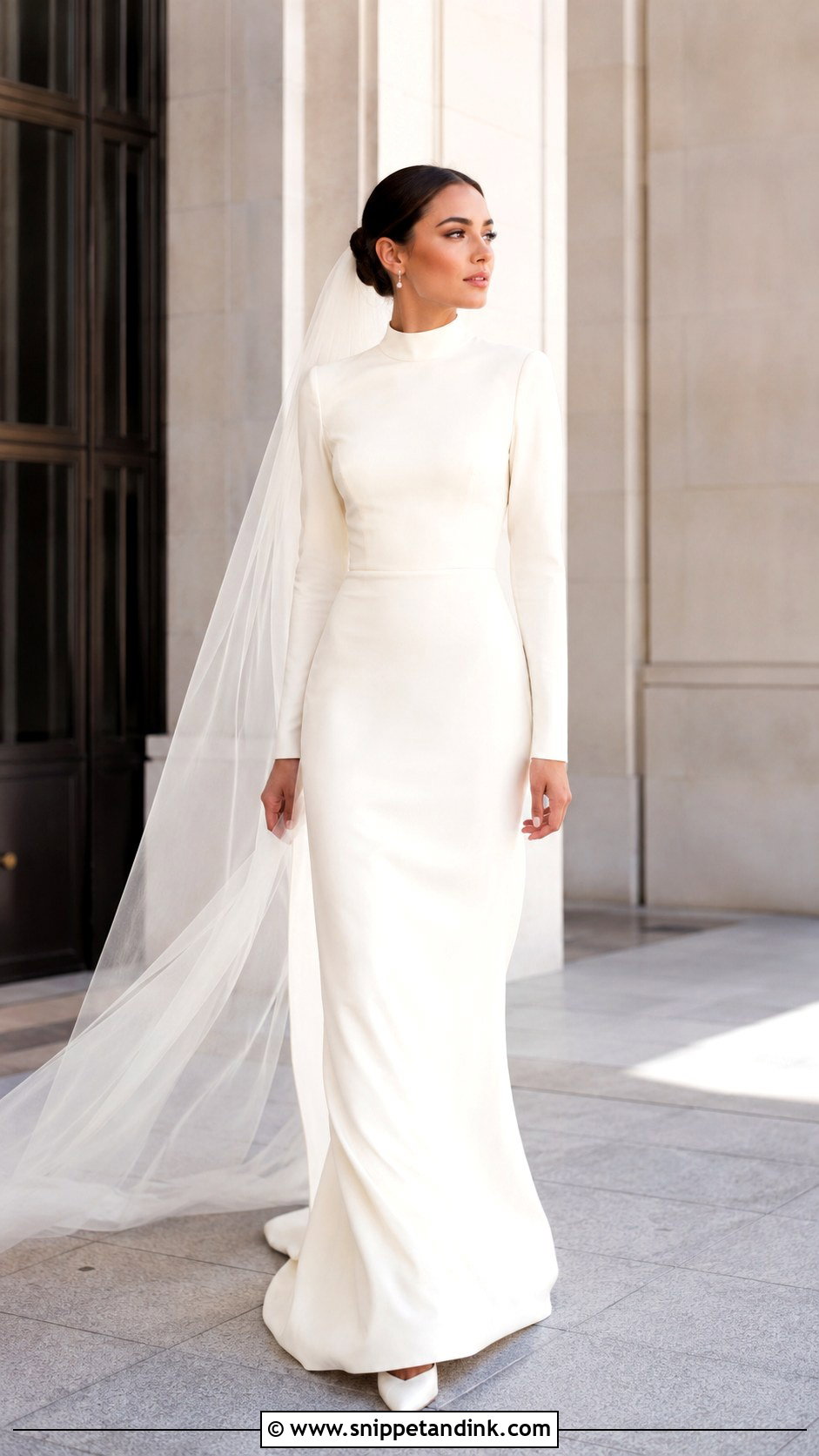 High Neck Crepe Bride Outfit - Snippet and Ink - 25 Classy Bride Ideas