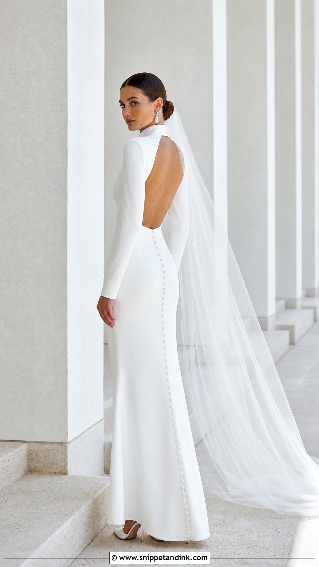 High Neck Crepe Couture Bridal Gown - Snippet and Ink - 25 Couture Bridal Gowns