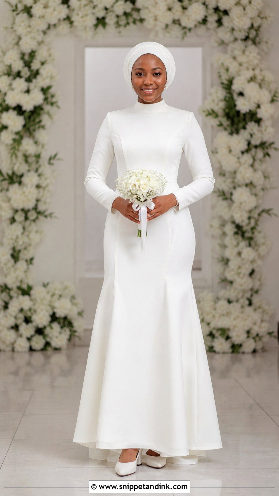 High Neck Crepe Deeper Life Wedding Gown - Snippet and Ink - 20 Deeper Life Wedding Gowns