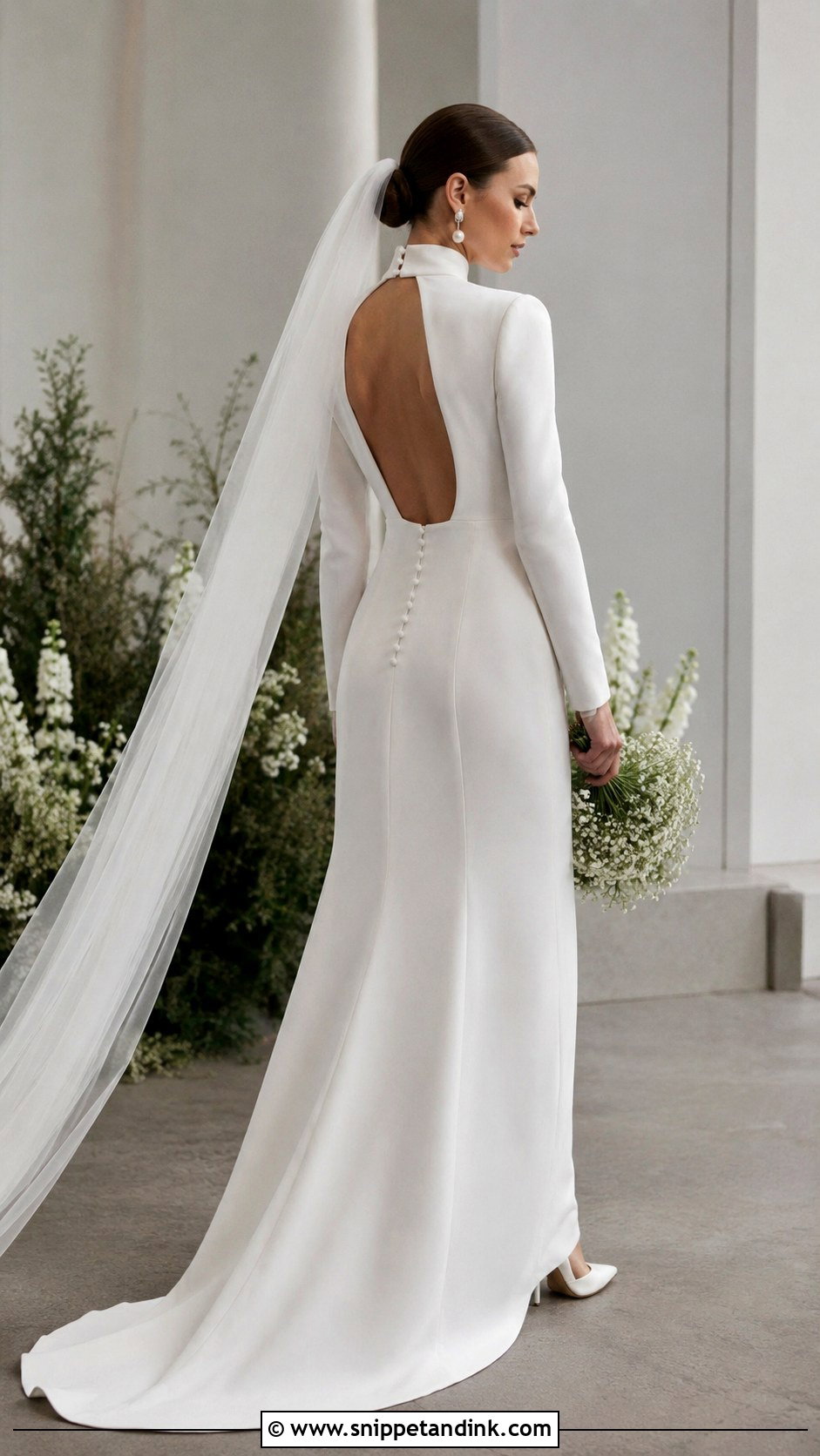 High Neck Crepe Formal Bridal Dress - Snippet and Ink - 20 Formal Bridal Dress Ideas