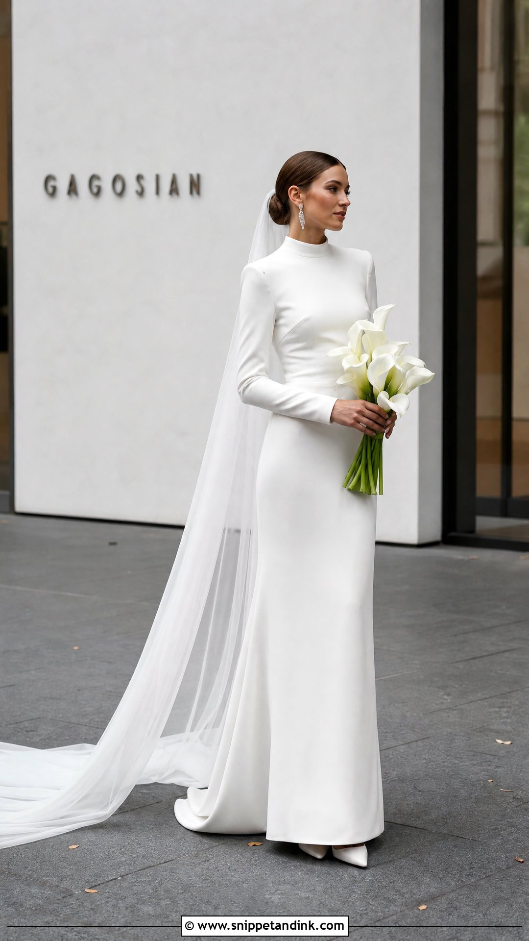 High Neck Crepe October Wedding Dress - Snippet and Ink - 20 October Bride Ideas
