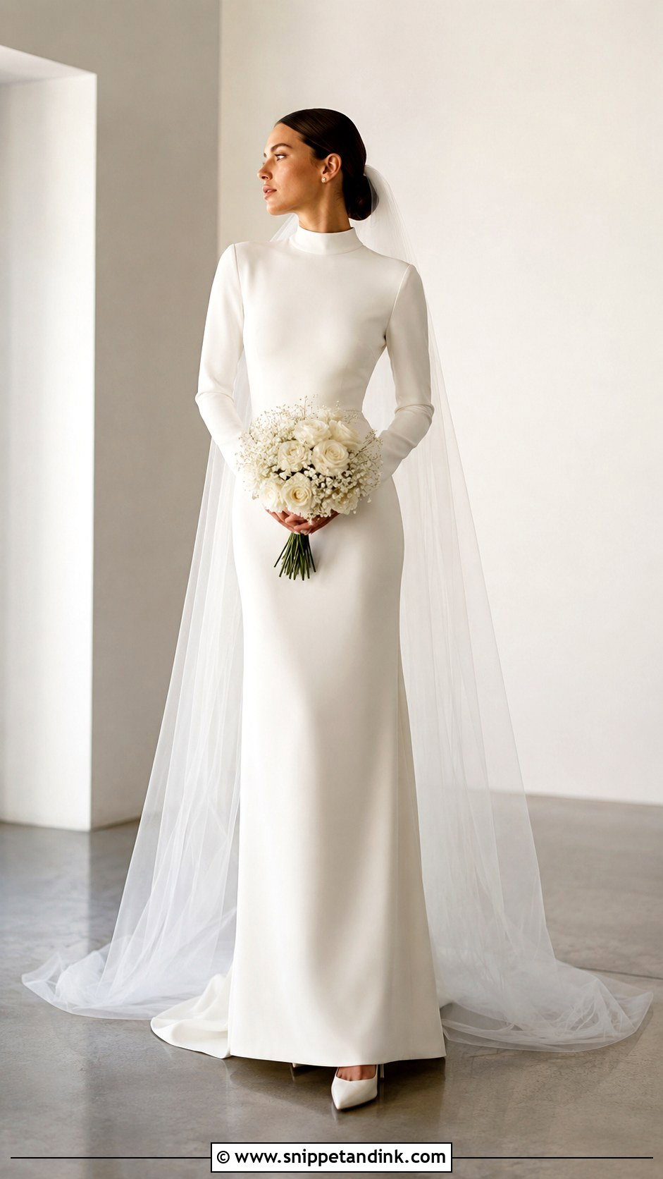 High Neck Crepe Wedding Dress - Snippet and Ink - 25 December Wedding Dress Ideas