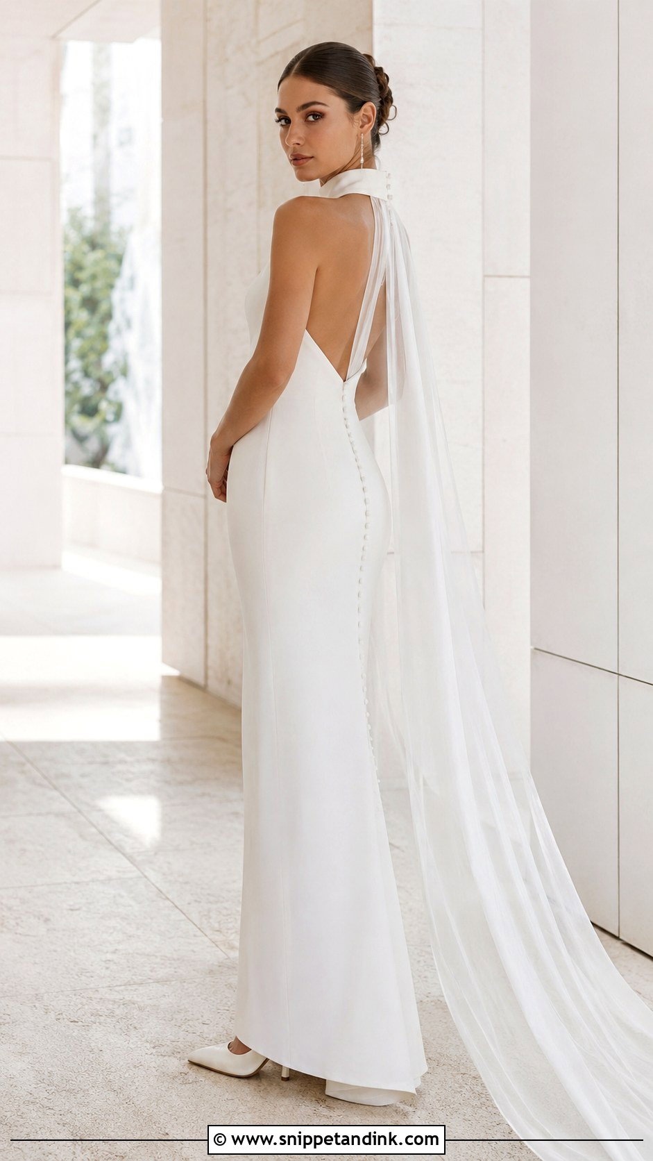 High Neck Crepe Wedding Dress - Snippet and Ink - 20 Modern Bride Dress Ideas