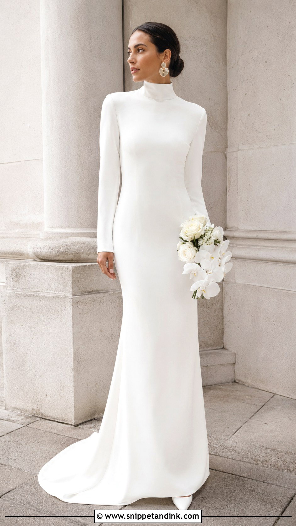 High Neck Crepe Wedding Dress - Snippet and Ink - 25 High Neck Wedding Dresses