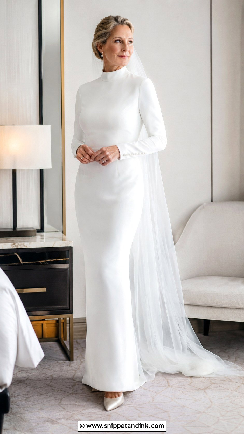 High Neck Crepe Wedding Dress - Snippet and Ink - 20 Classic Elegant Timeless Wedding Dress Ideas