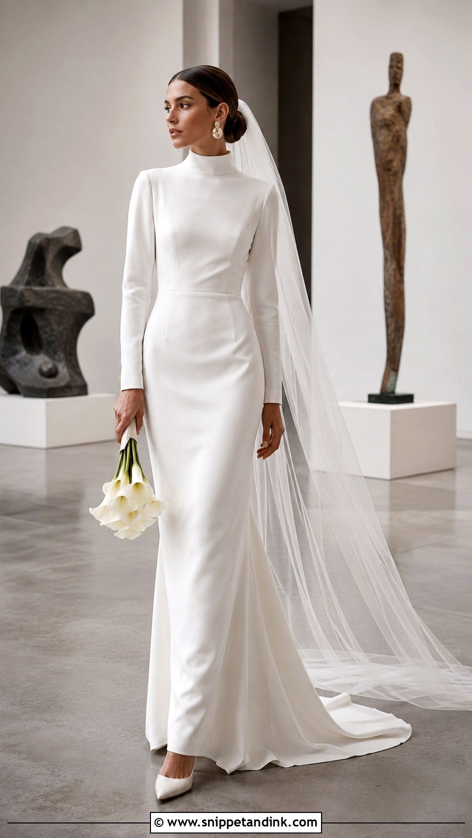 High Neck Crepe Wedding Dress - Snippet and Ink - 20 Classy Sophisticated Bride Wedding Dress Ideas