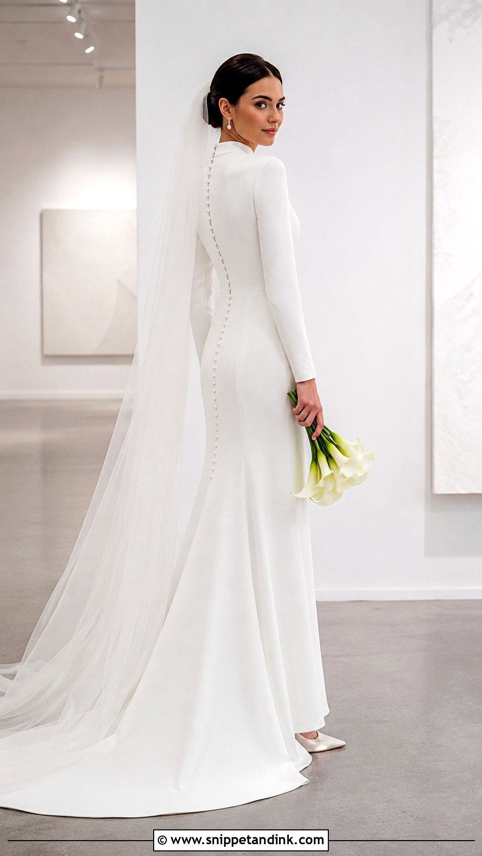 High Neck Crepe Wedding Dress - Snippet and Ink - 20 Grace Kelly Inspired Wedding Dress Ideas