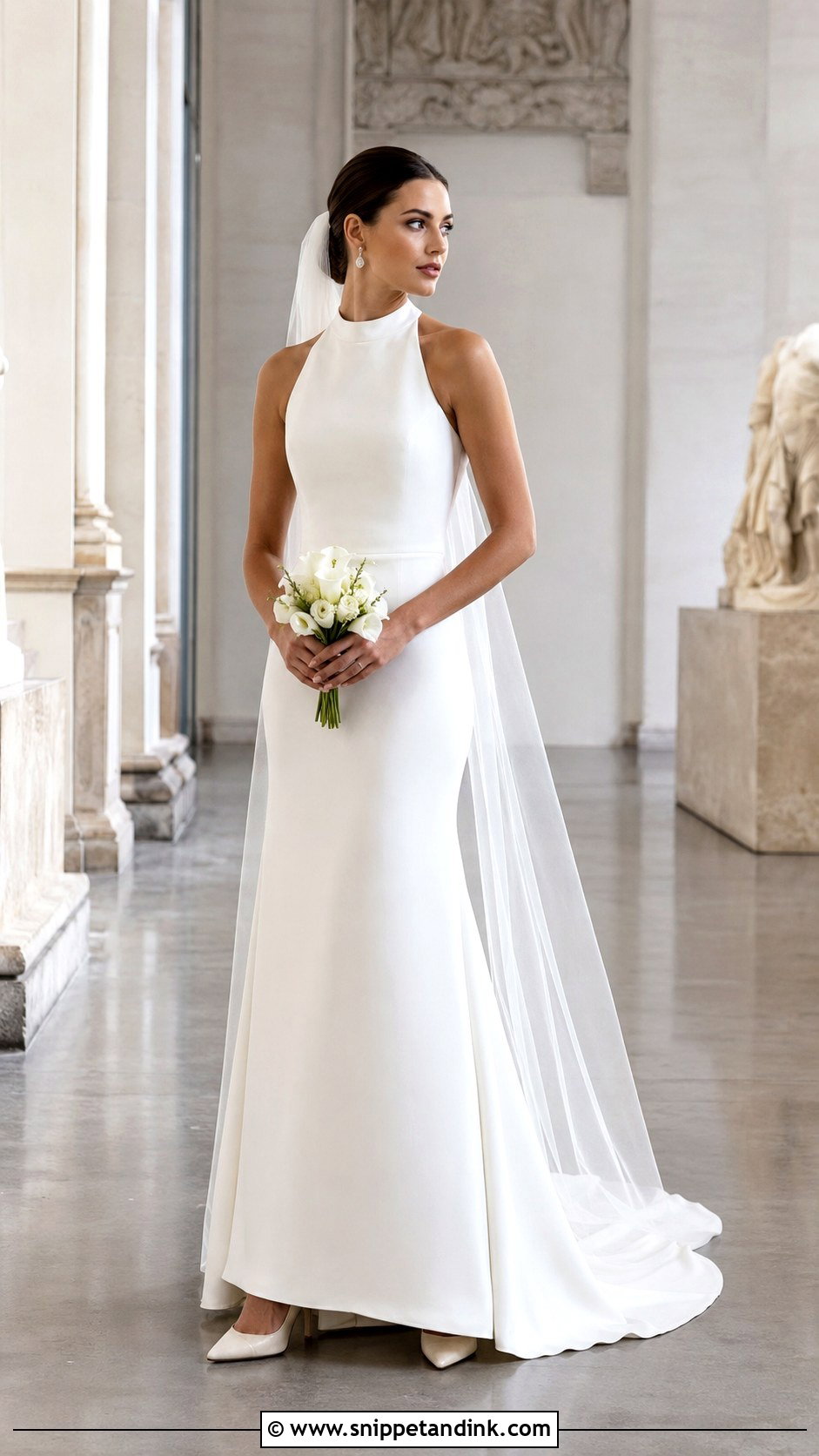 High Neck Crepe Wedding Dress - Snippet and Ink - 20 Italy Wedding Dresses