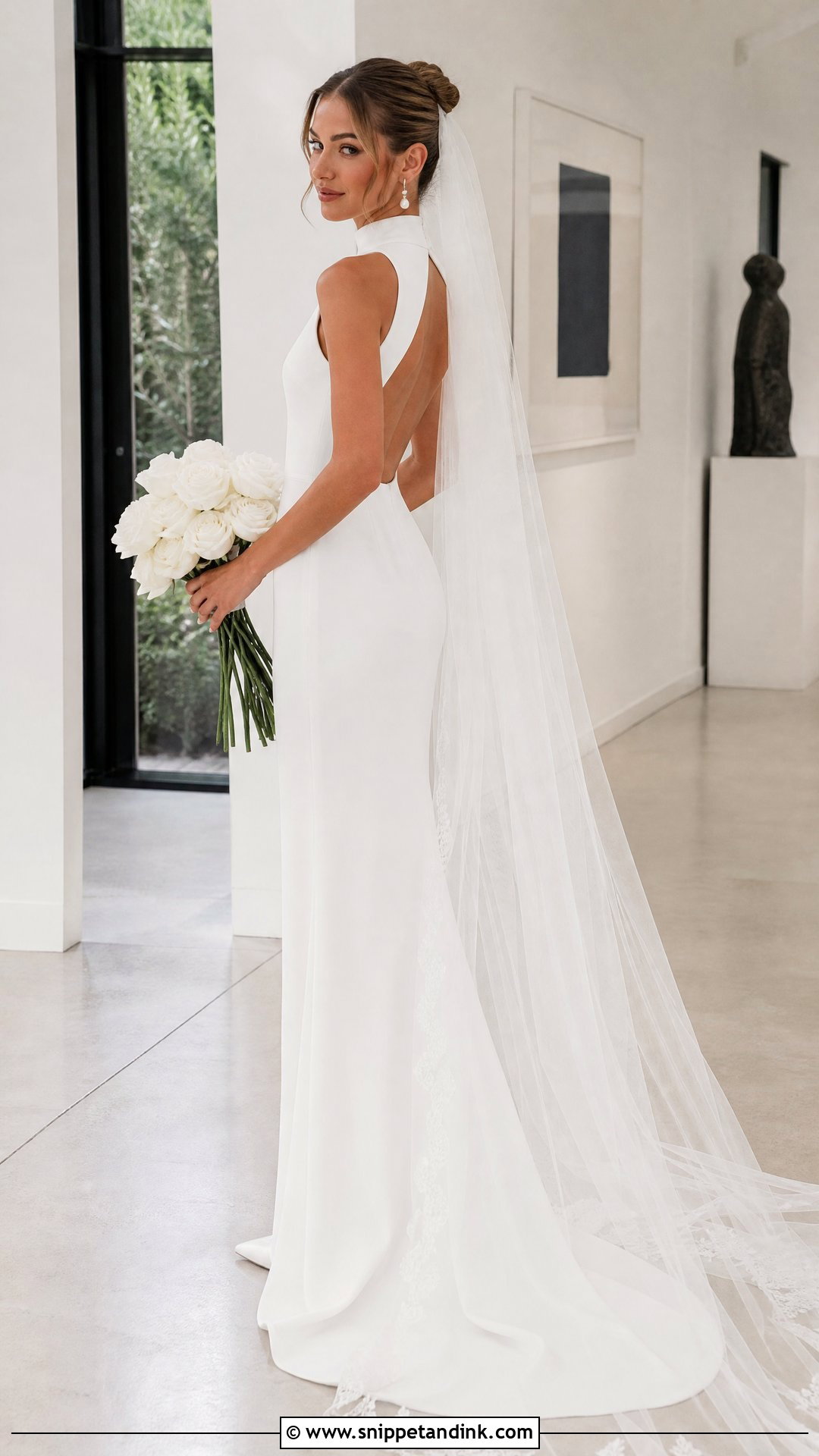 High Neck Crepe Wedding Dress - Snippet and Ink - 20 Romantic Simple Elegant Wedding Dress Ideas
