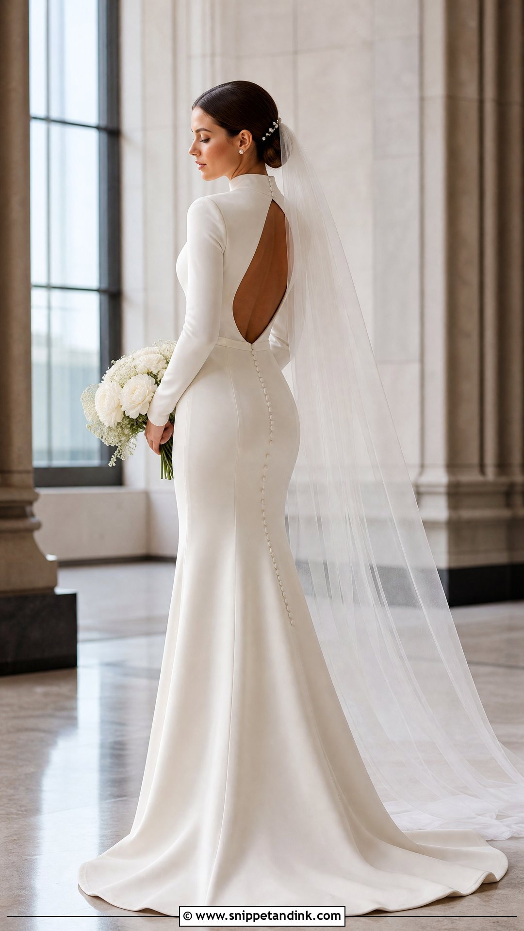 High Neck Crepe Wedding Dress - Snippet and Ink - 20 Unique Elegant Wedding Dresses