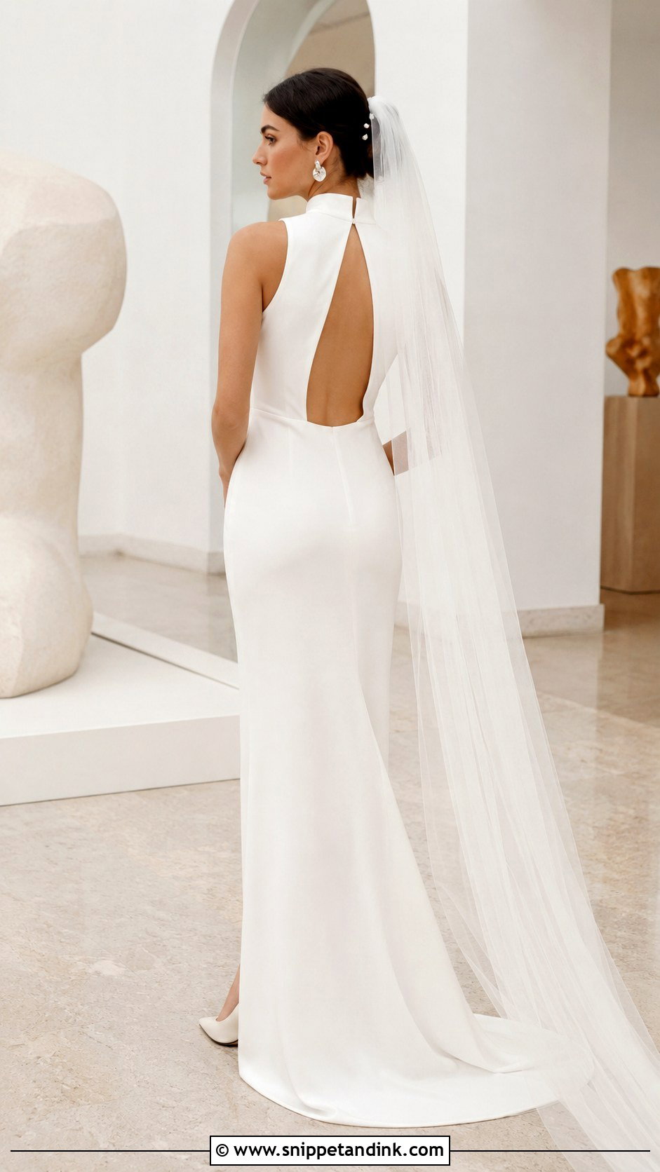 High Neck Crepe Wedding Gown - Snippet and Ink - 20 Crepe Gown Styles for Wedding