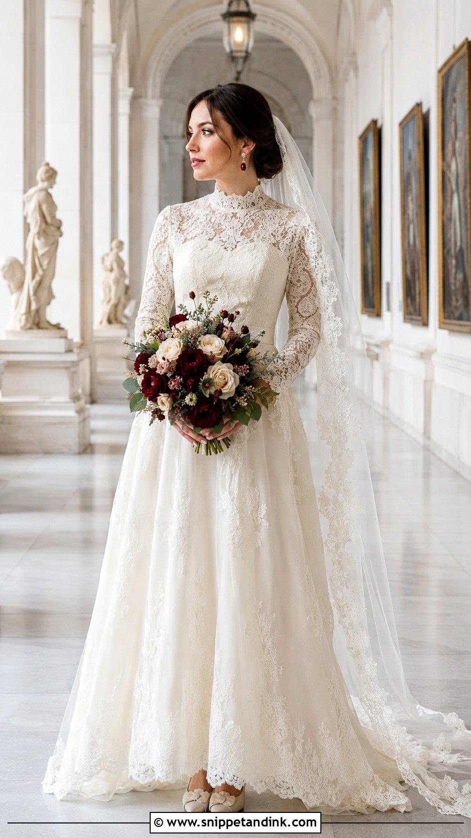 High Neck Dark Academia Wedding Dress - Snippet and Ink - 20 Dark Academia Wedding Dress Ideas