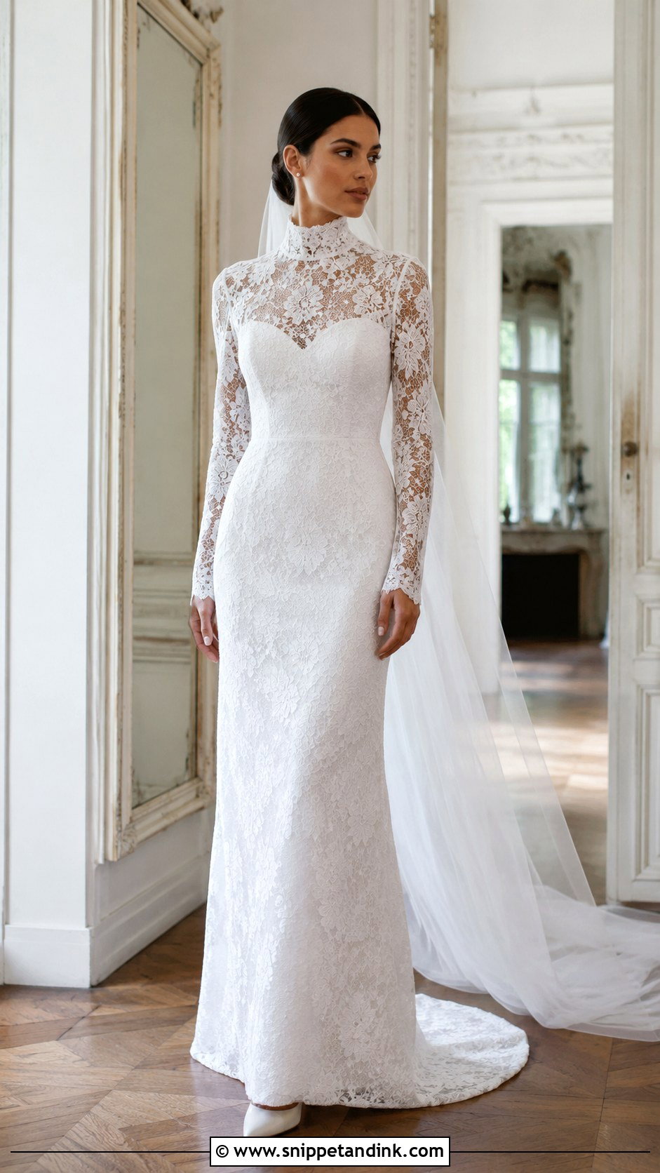 High Neck Dentelle Wedding Dress - Snippet and Ink - 20 Dentelle Wedding Dress Ideas