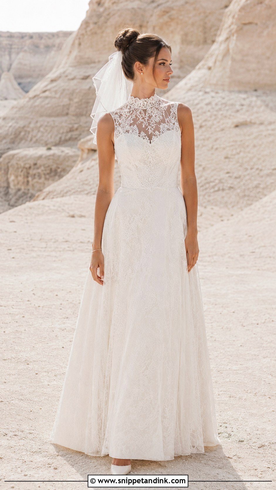High Neck Desert Wedding Dress - Snippet and Ink - 20 Desert Wedding Dress Ideas