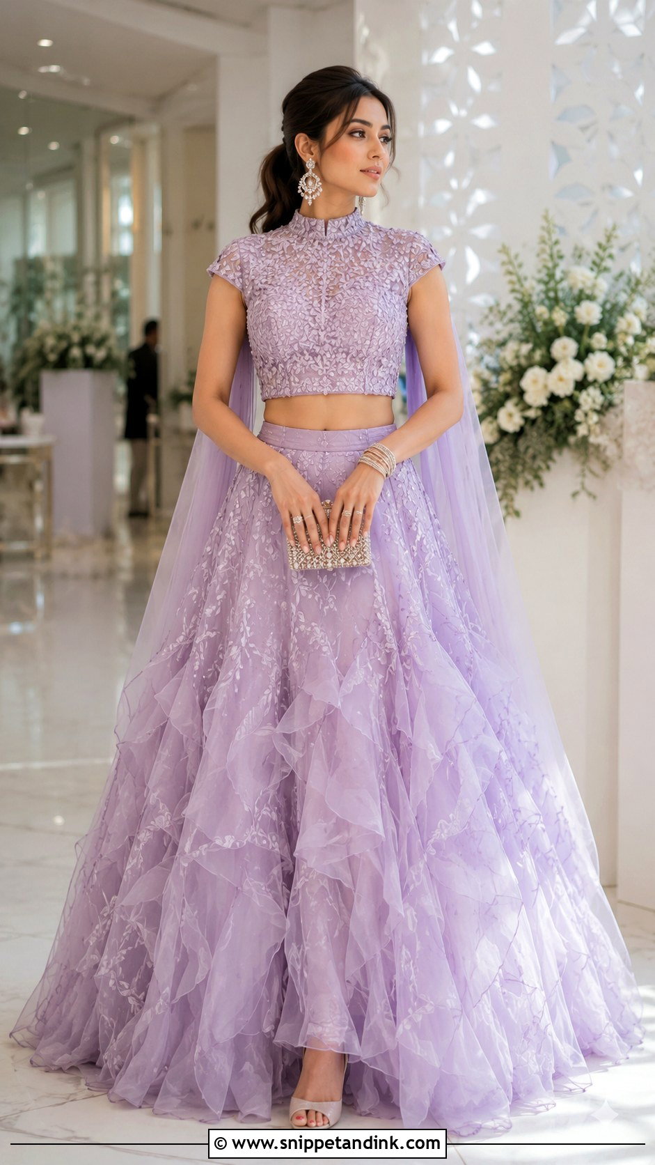 High Neck Designer Choli With Organza Lehenga - Snippet and Ink - 20 Designer Choli for Wedding Ideas
