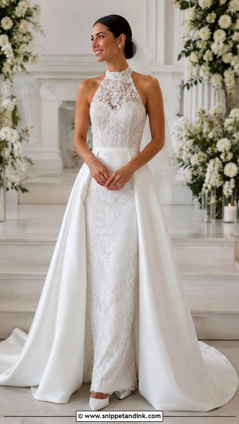 High Neck Detachable Skirt Wedding Dress - Snippet and Ink - 20 Detachable Skirt Wedding Dresses