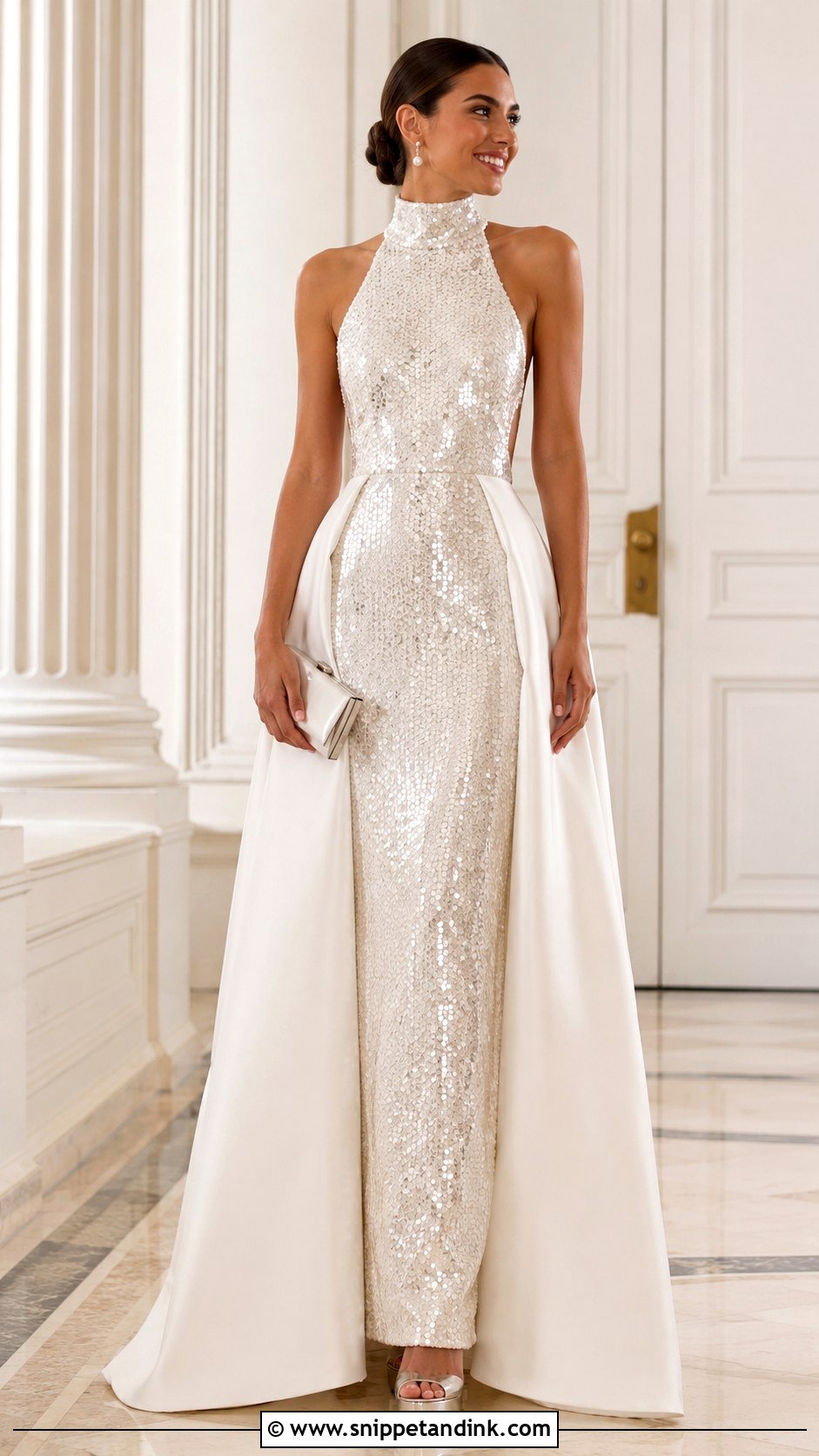 High Neck Disco Wedding Dress - Snippet and Ink - 20 Disco Wedding Dress Ideas