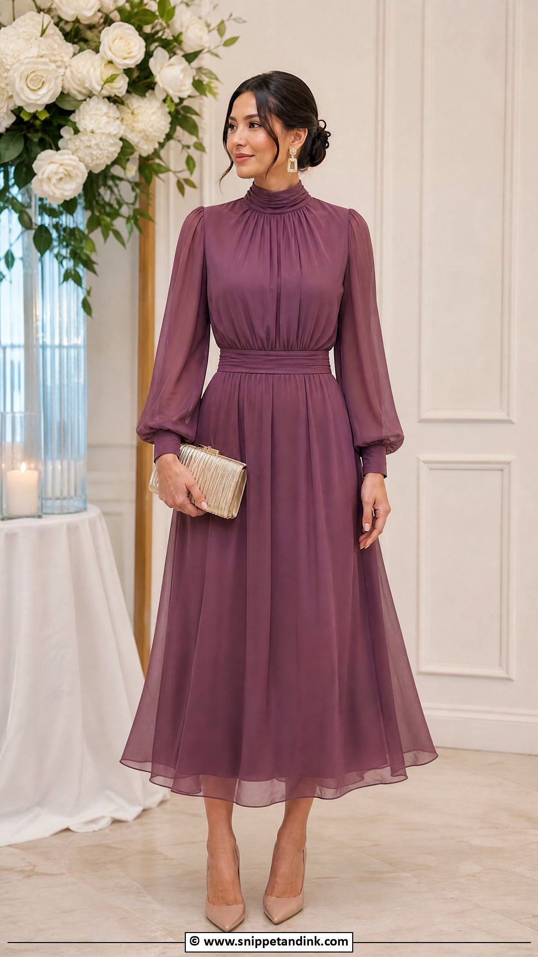 High Neck Dress Wedding Party Outfit - Snippet and Ink - 30 Wedding Party Dress Ideas