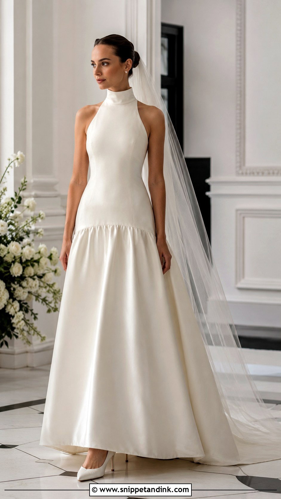 High Neck Drop Waist A Line Wedding Dress - Snippet and Ink - 25 Drop Waist a Line Wedding Dress Ideas