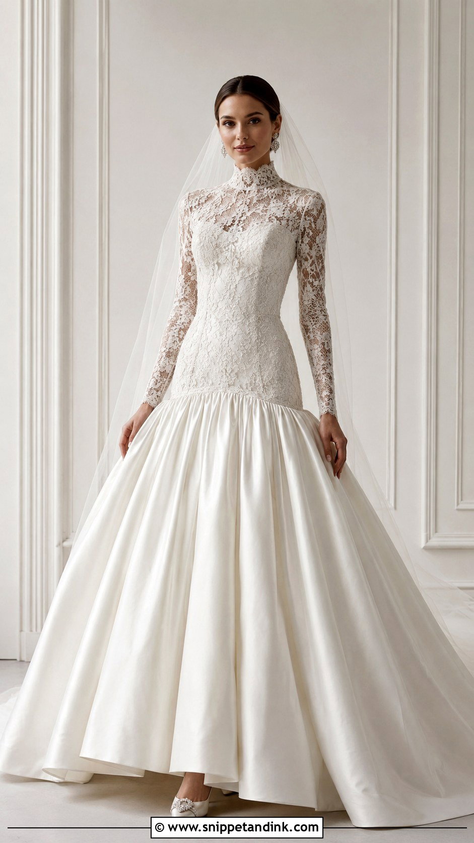 High Neck Drop Waist Ball Gown Wedding Dress - Snippet and Ink - 25 Drop Waist Wedding Dress Ball Gown Ideas